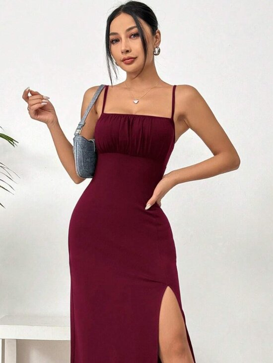 Dresses & Skirts - SHEIN EZwear Women's Cami Split Hem Midi Dress - Burgundy - Large - NWOT